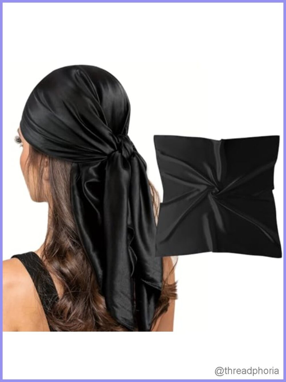 35" Square Silk Like Head Scarf - Women's Fashion Satin Scarf Bandana for Hair